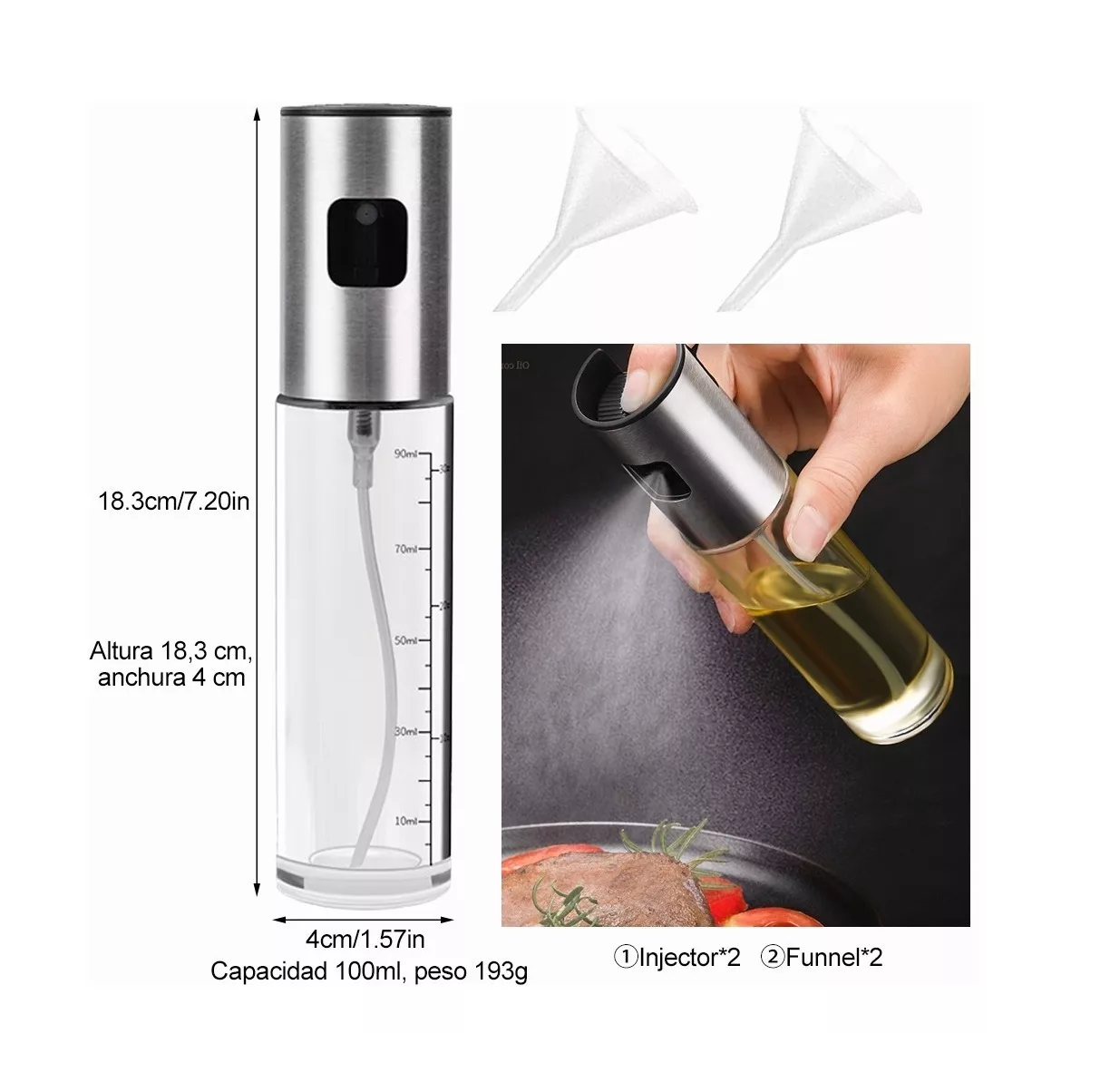 Foto 2 | Dispensador de Aceite BELUG de Botella Rellenable Spray 2 Piezas