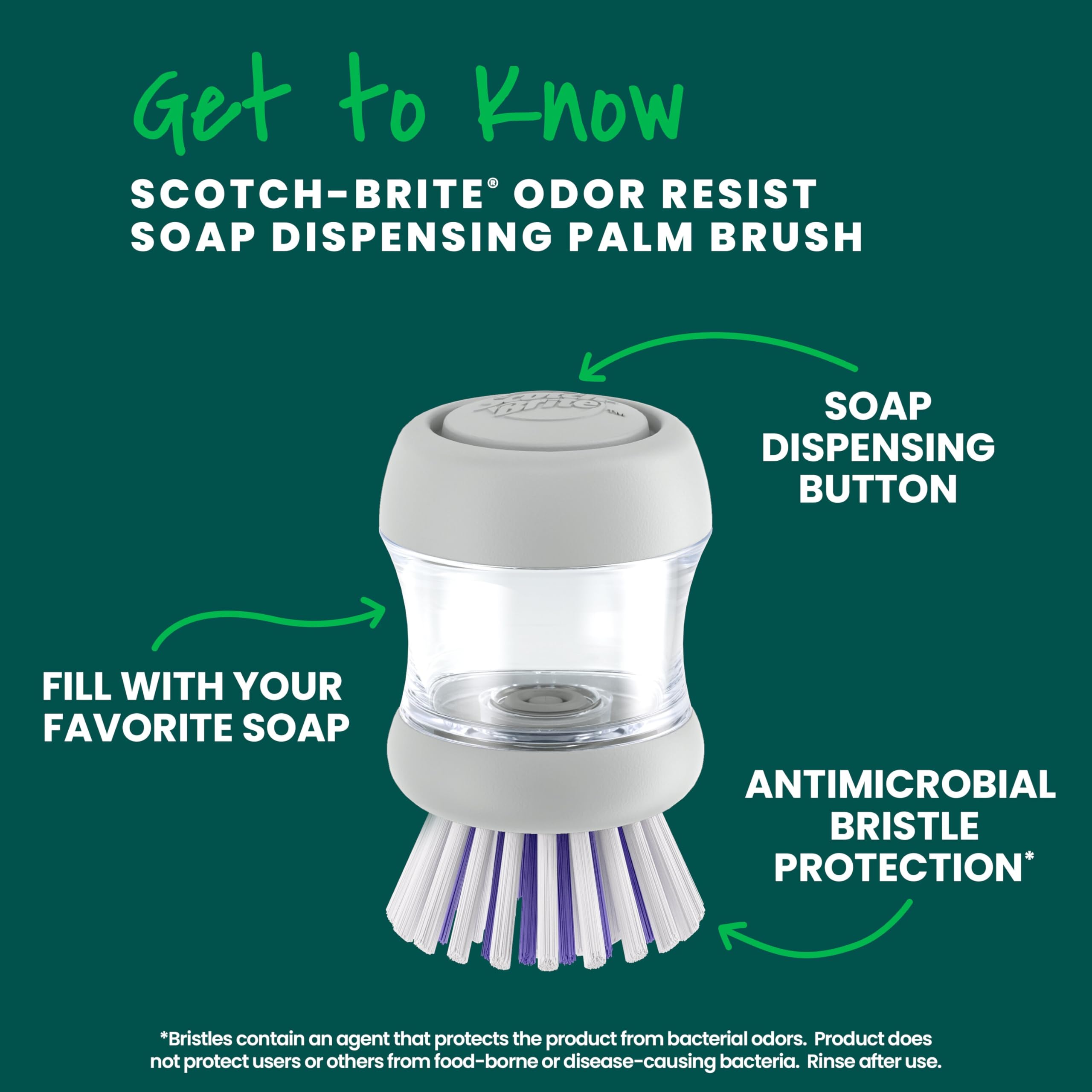 Foto 4 pulgar | Cepillo Dispensador De Jabón Palm Brush Scotch-brite Odor Resist - Venta Internacional.