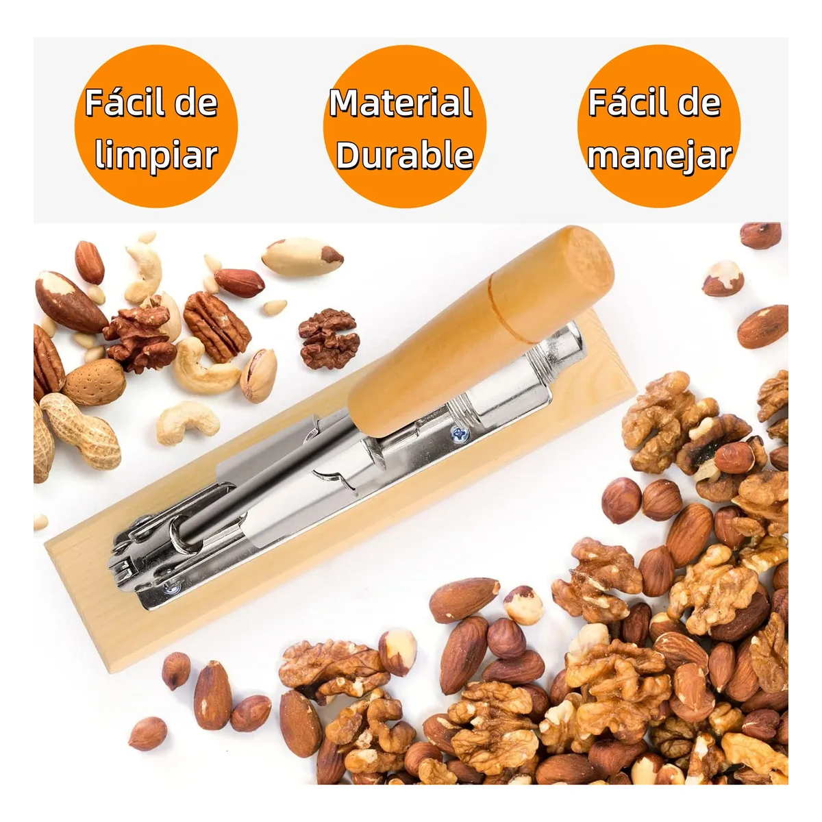 Foto 4 pulgar | Cascanueces Mecánico Para Abrir Todas Nueces  Acero Inoxidable Ajustable Eo Safe Importsesi-20353