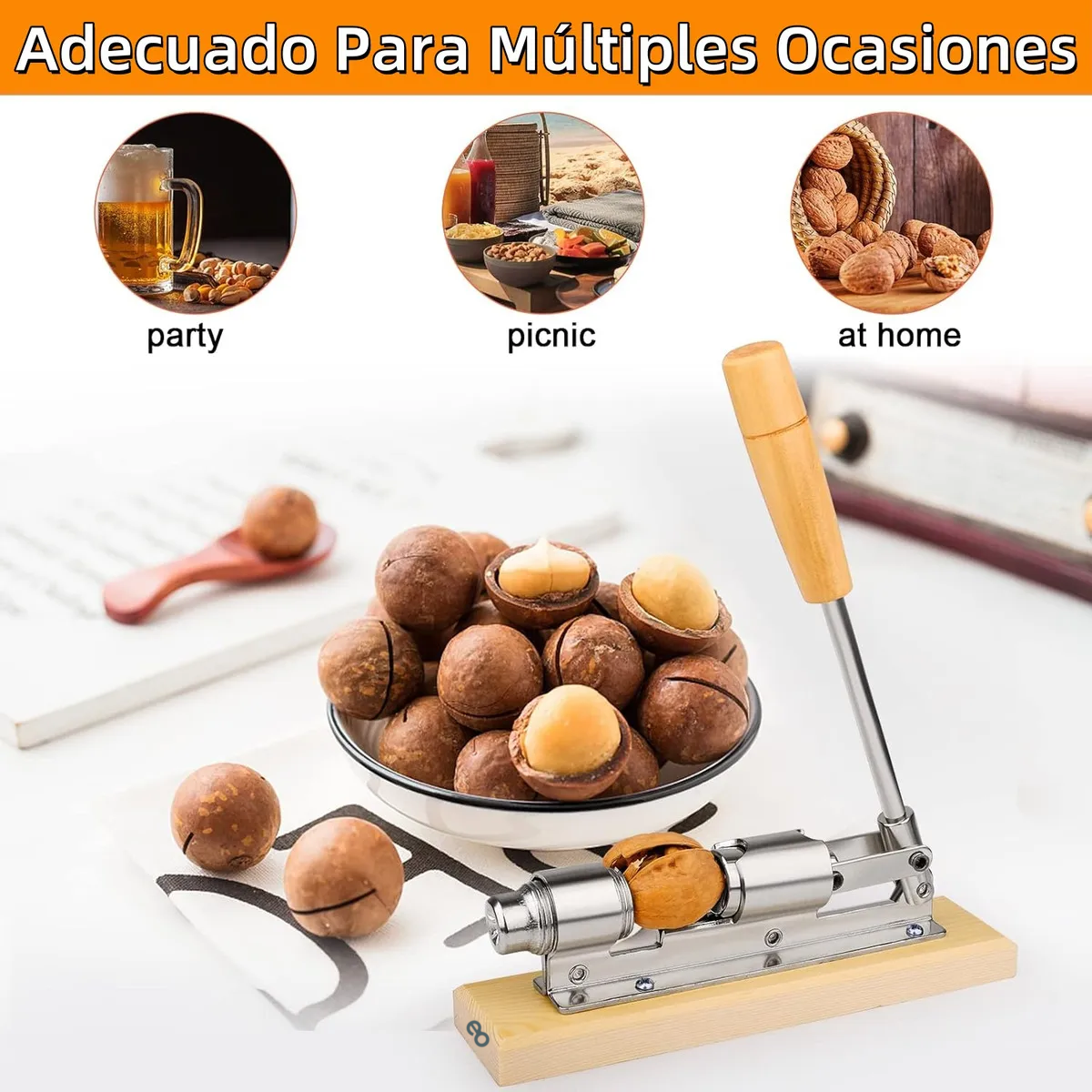 Foto 5 pulgar | Cascanueces Mecánico Para Abrir Todas Nueces  Acero Inoxidable Ajustable Eo Safe Importsesi-20353
