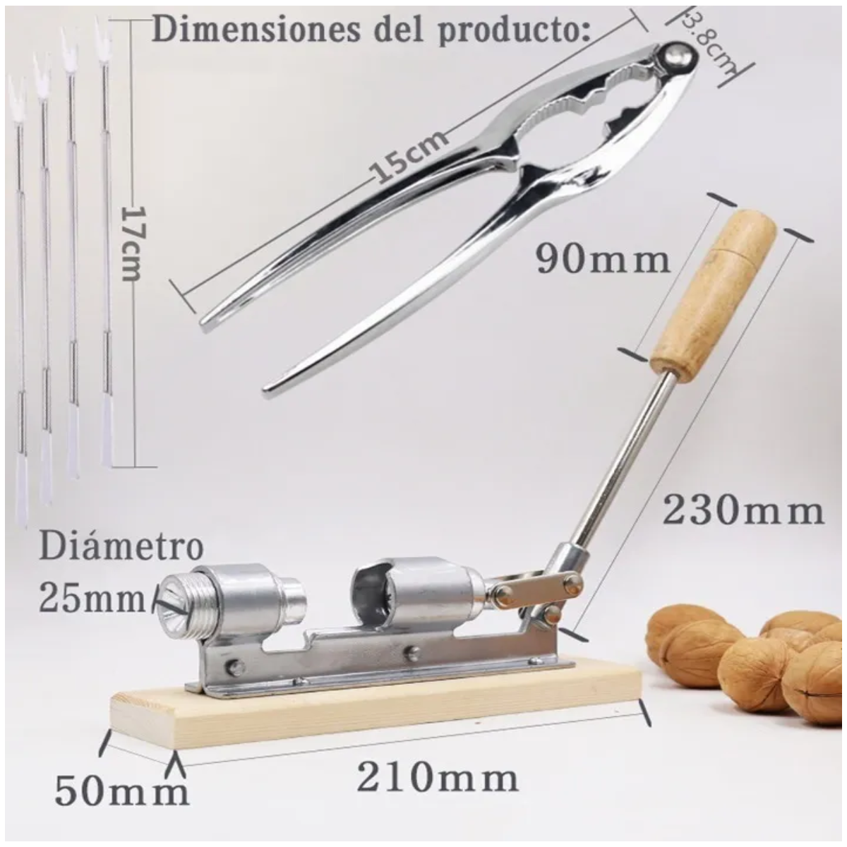 Foto 3 pulgar | Cascanueces Acero Para Quebrador Y Pelador De Nueces 6 Pzs  Eo Safe Imports Esi-20354 Plata