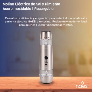 Foto 2 | Salero Y Pimentero Electrico 2 En 1 Naesi An409 Plata