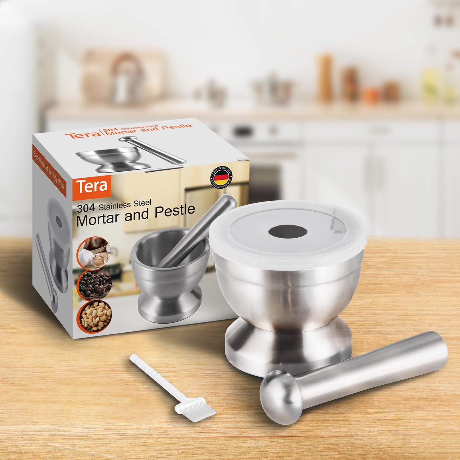 Foto 4 | Mortero Y Maja Tera, Acero Inoxidable 18/8, Capacidad De 250 Ml - Venta Internacional.