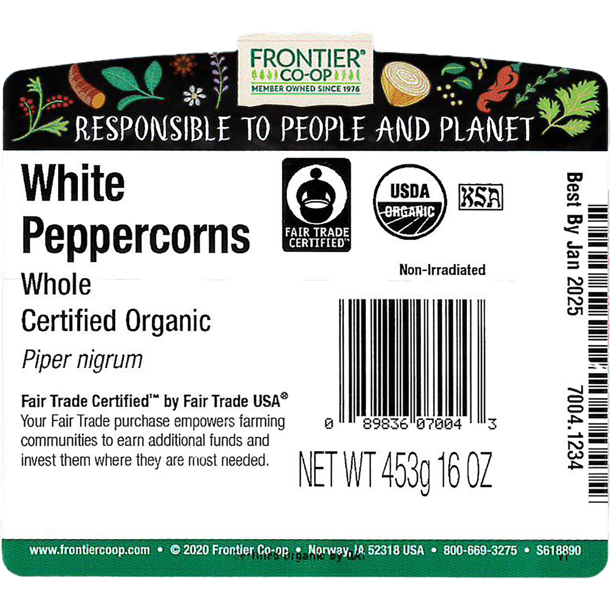 Foto 3 pulgar | Peppercorns Frontier Co-op  Blanco Entero  Orgánico  454 G - Venta Internacional.