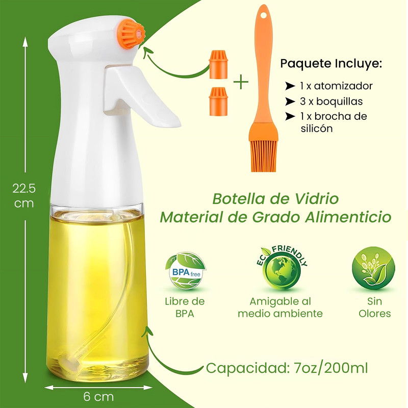 Foto 7 pulgar | Rociador de Aceite de Vidrio Hiperware 200 ml con Brocha