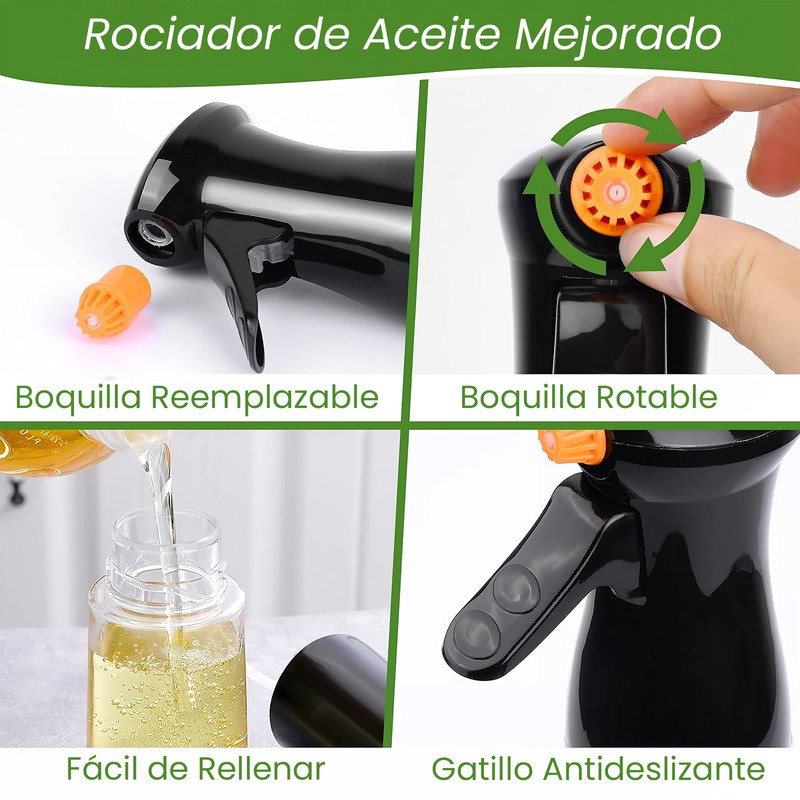 Foto 3 pulgar | Dispensador de Aceite Spray de Vidrio Hiperware de 200 ml con Brocha Negro