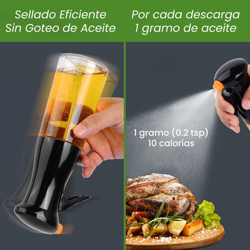 Foto 6 pulgar | Dispensador de Aceite Spray de Vidrio Hiperware de 200 ml con Brocha Negro