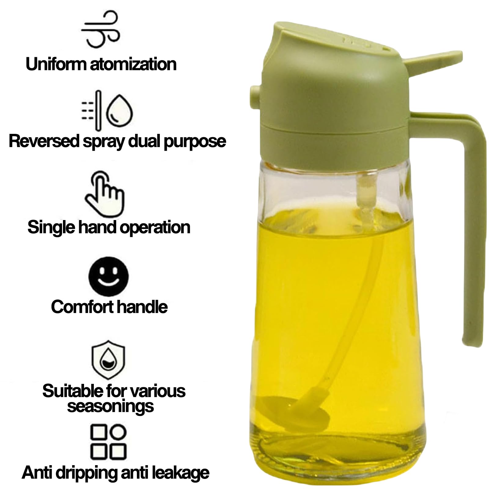 Foto 6 pulgar | Dispensador De Aceite Y Pulverizador De 470 Ml Para Cocinar En La Cocina, Color Amarillo - Venta Internacional.