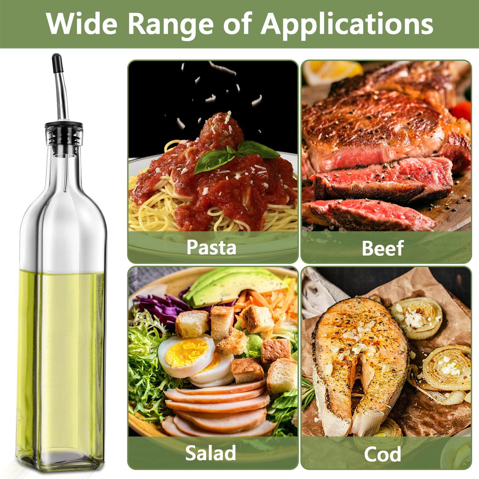 Foto 5 pulgar | Botella Dispensadora De Aceite Leaflai Glass De 500 Ml Con Acero Inoxidable - Venta Internacional.