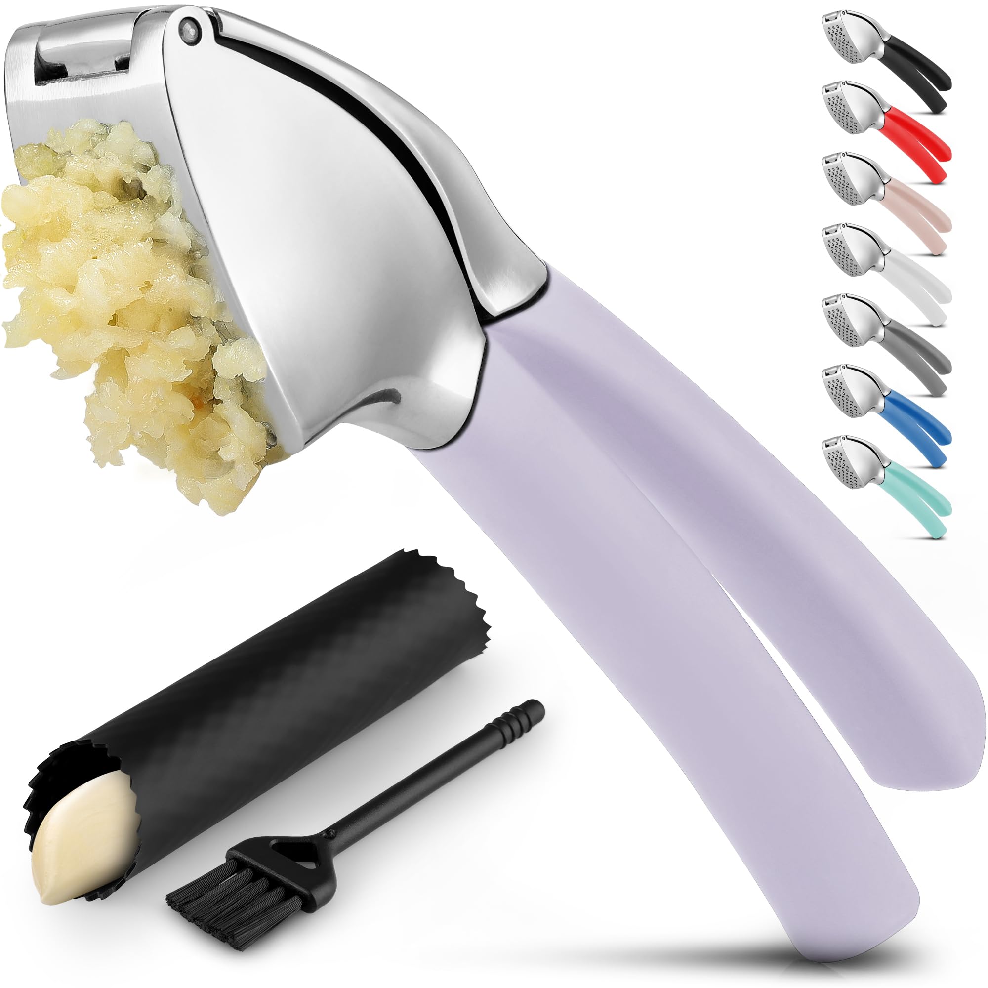 Foto 2 pulgar | Exprimidor De Ajo Zulay Comfort Grip Con Pelador Y Cepillo, Color Lavanda - Venta Internacional.