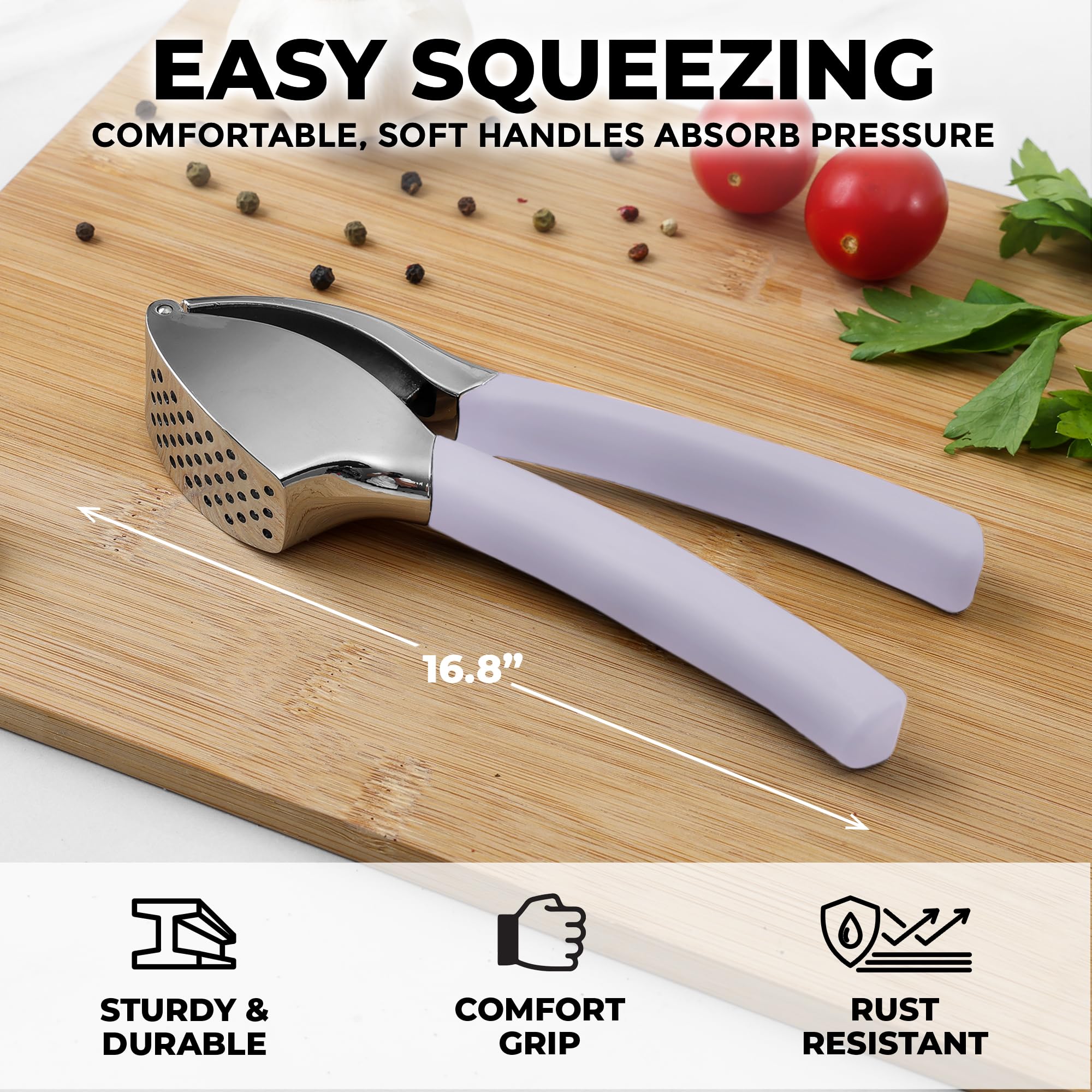 Foto 2 | Exprimidor De Ajo Zulay Comfort Grip Con Pelador Y Cepillo, Color Lavanda - Venta Internacional.