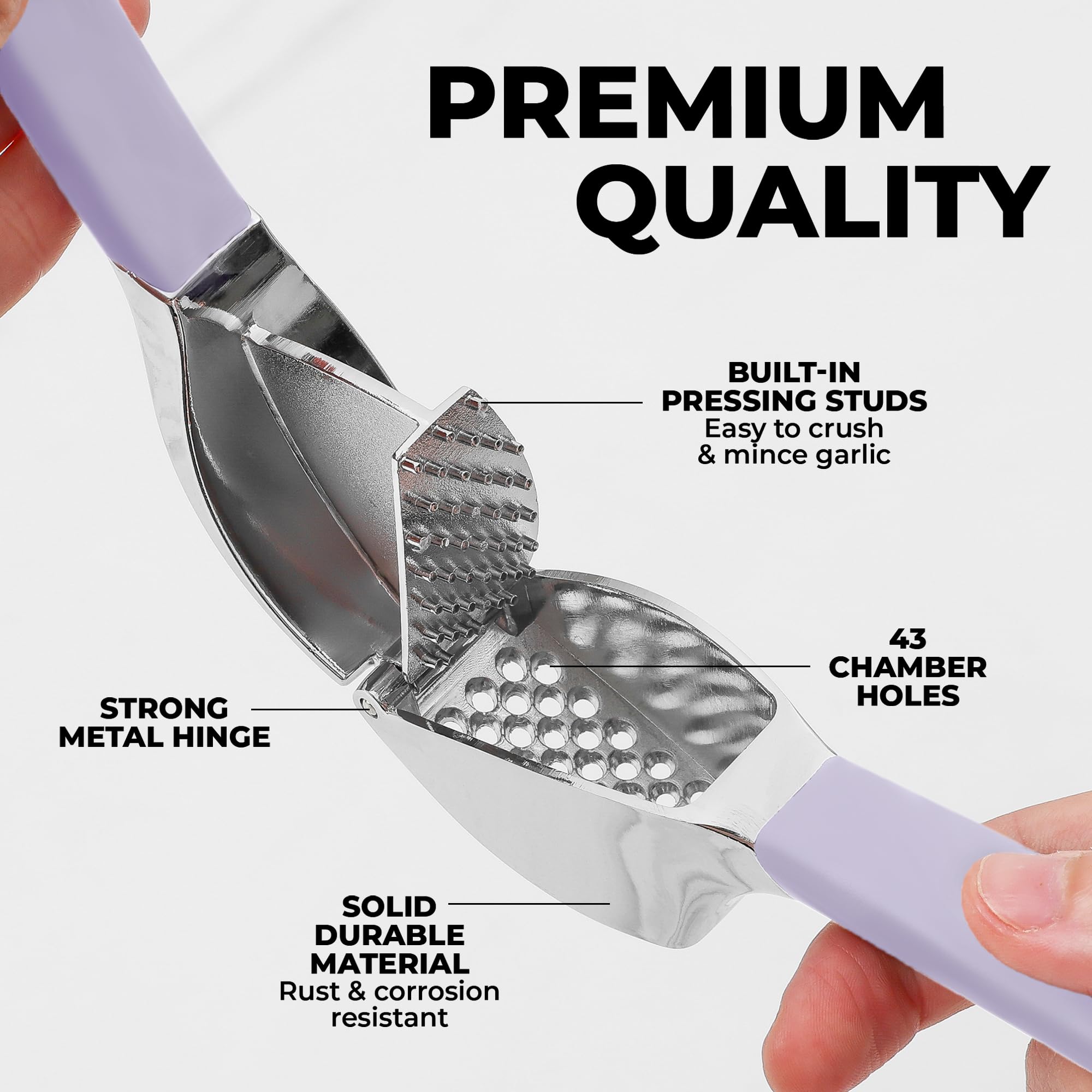 Foto 4 pulgar | Exprimidor De Ajo Zulay Comfort Grip Con Pelador Y Cepillo, Color Lavanda - Venta Internacional.