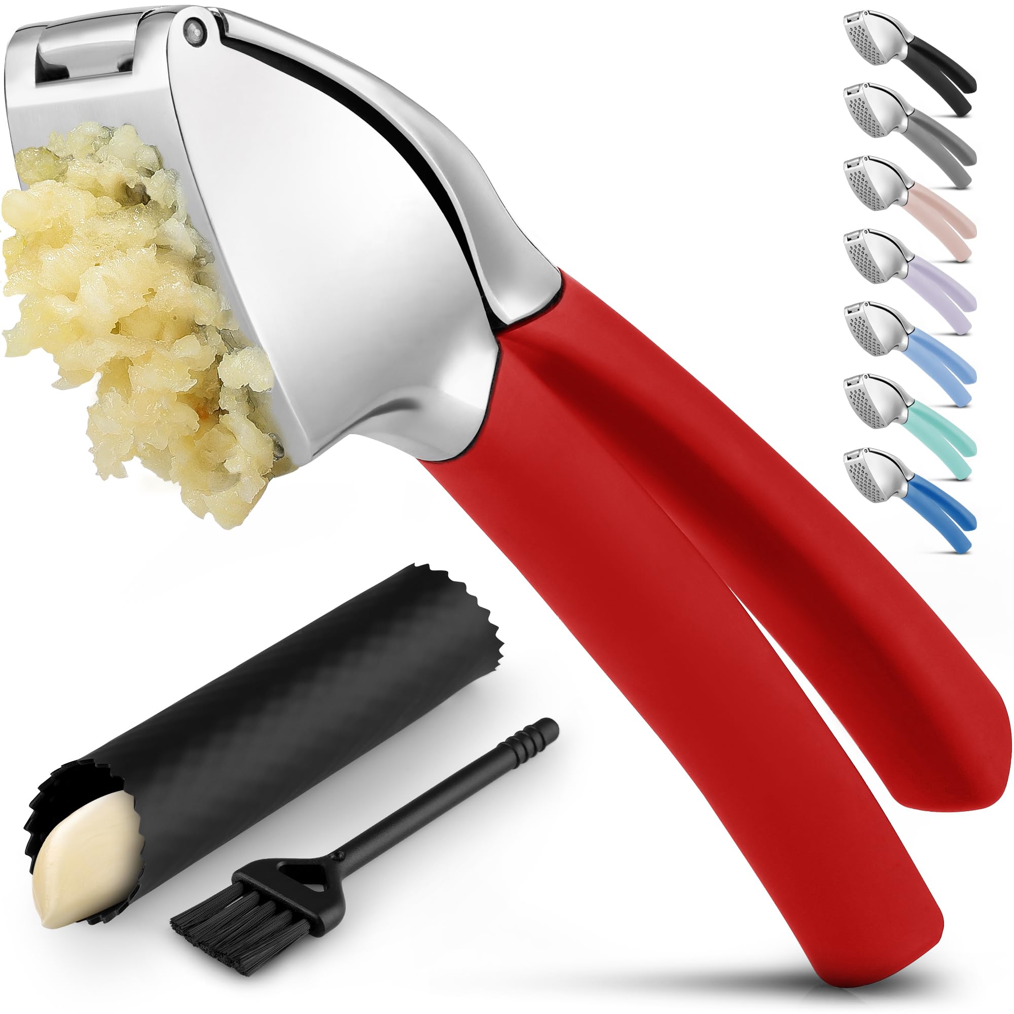 Foto 1 | Exprimidor De Ajo Zulay Comfort Grip Con Pelador Y Cepillo, Color Rojo - Venta Internacional.