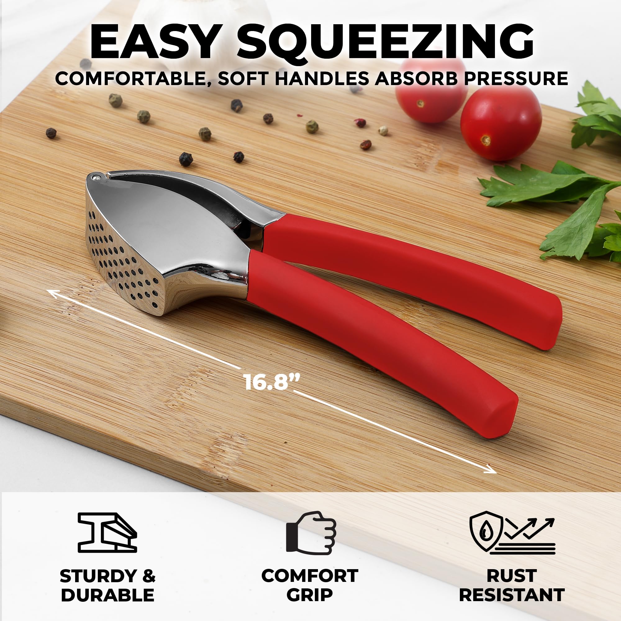 Foto 2 | Exprimidor De Ajo Zulay Comfort Grip Con Pelador Y Cepillo, Color Rojo - Venta Internacional.