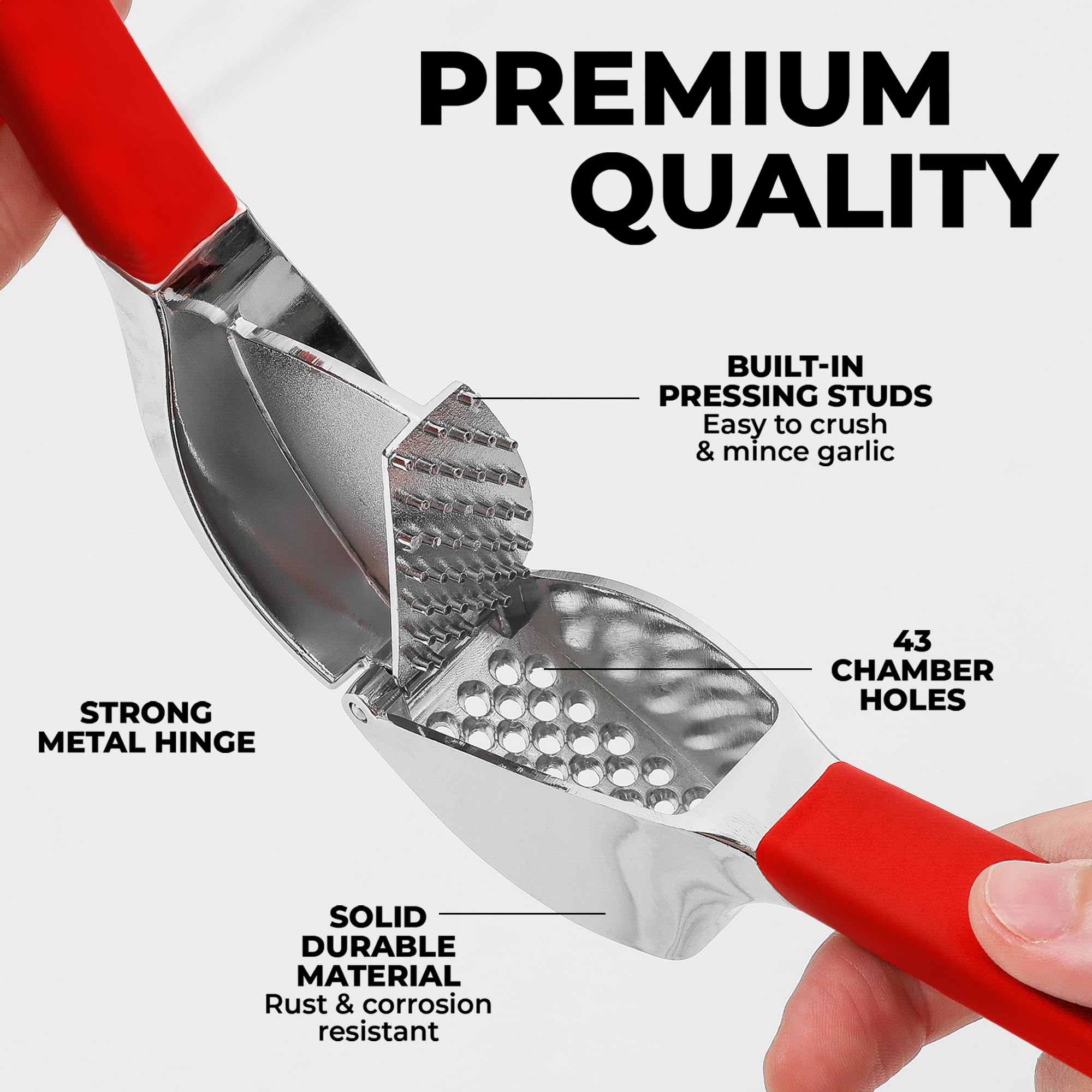 Foto 4 pulgar | Exprimidor De Ajo Zulay Comfort Grip Con Pelador Y Cepillo, Color Rojo - Venta Internacional.