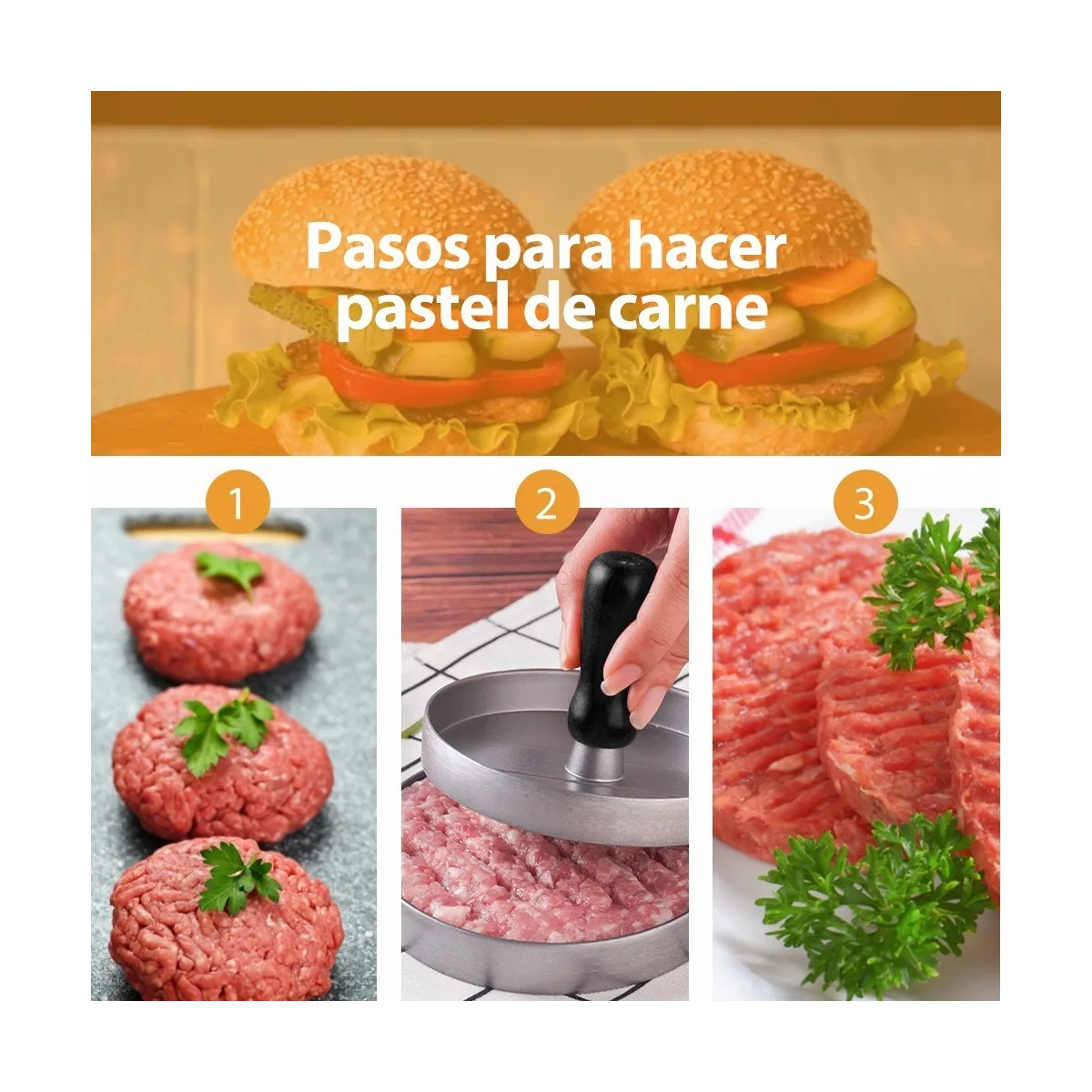 Foto 4 pulgar | Juego De Prensa Prensar Hamburguesas Molde Con 150 Papeles Eo Safe Imports Esi-20679 Gris