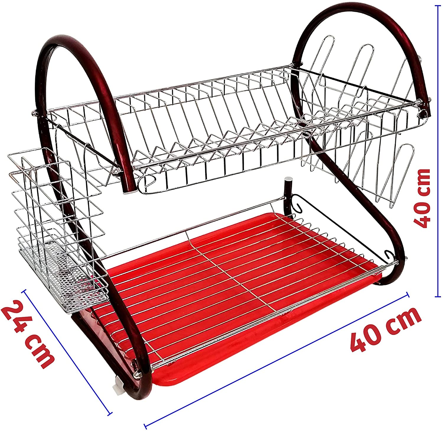 Foto 3 pulgar | Escurridor de Platos Rd Royal Cook E16457 color Rojo con Plateado de 2 Niveles 18"