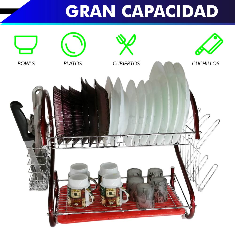 Foto 4 pulgar | Escurridor de Platos Rd Royal Cook E16457 color Rojo con Plateado de 2 Niveles 18"