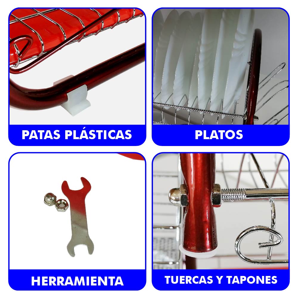 Foto 5 pulgar | Escurridor de Platos Rd Royal Cook E16457 color Rojo con Plateado de 2 Niveles 18"