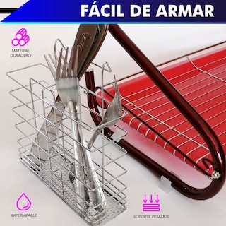 Foto 5 | Escurridor de Platos Rd Royal Cook E16457 color Rojo con Plateado de 2 Niveles 18"