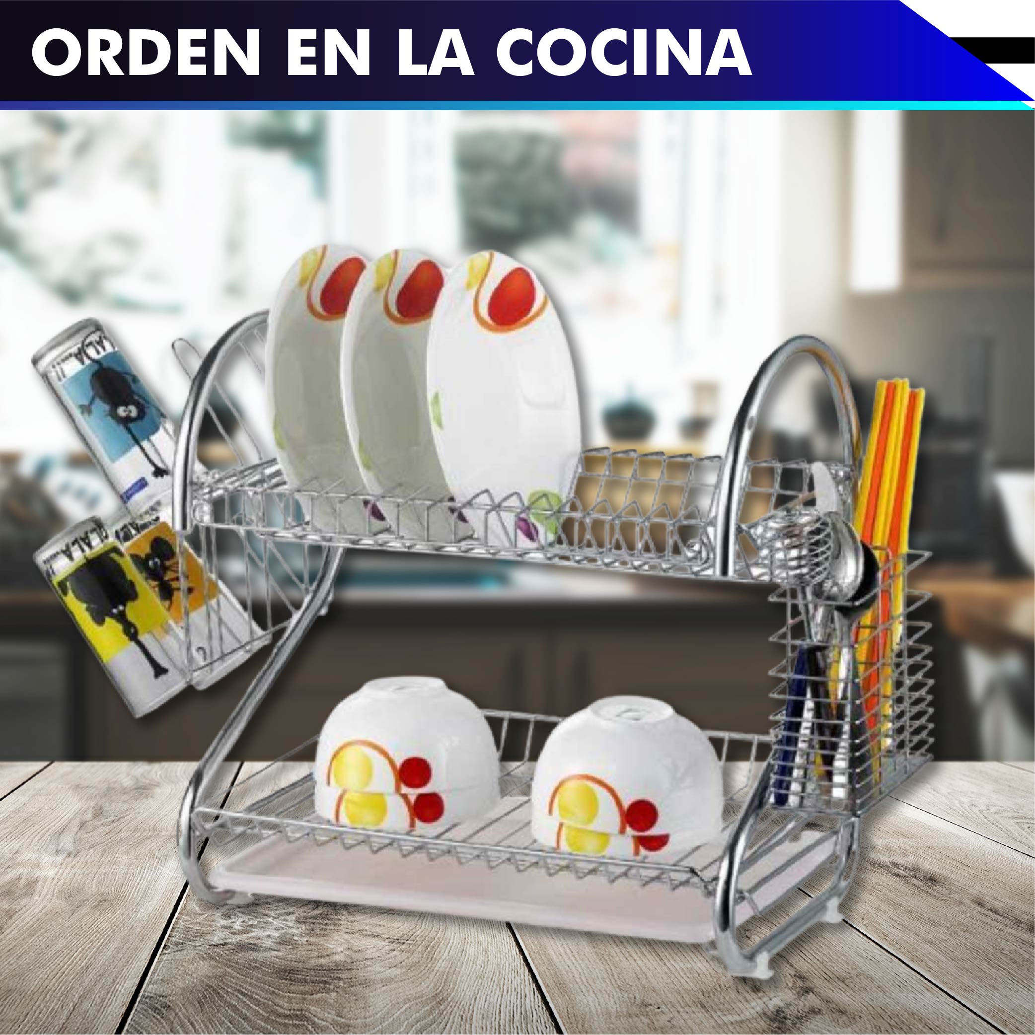 Foto 8 pulgar | Escurridor de Trastes Rd Royal Cook con 2 Niveles 22 Pulgadas 56 cm con Porta Vasos