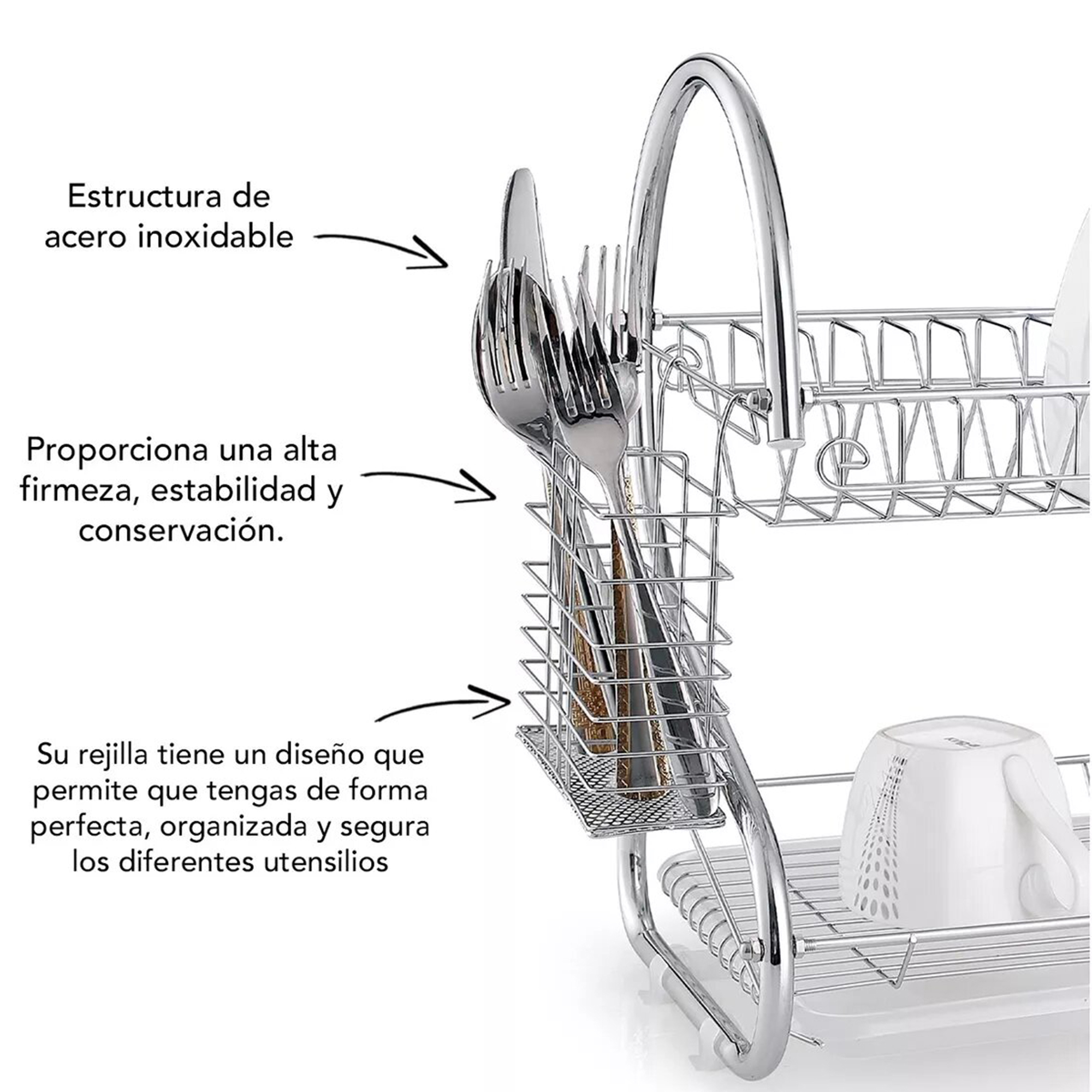 Foto 2 | Escurridor de Platos Aquila 2 Niveles 16'' Cromado