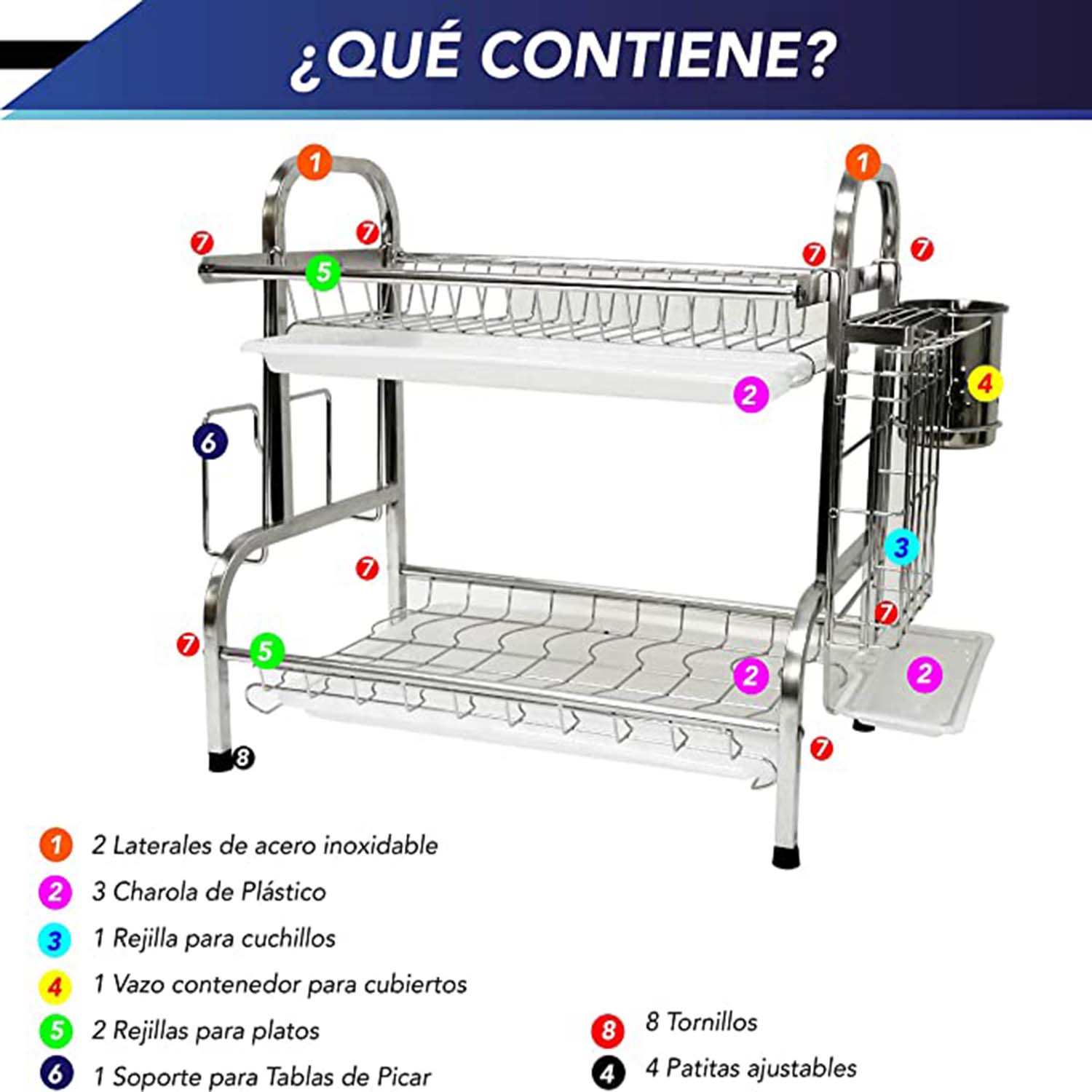 Foto 4 pulgar | Escurridor de Trastes de 2 Niveles 42 cm de Acero Inoxidable