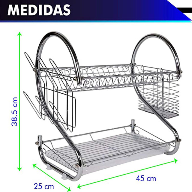 Foto 2 | Escurridor De Trastes De 2 Niveles 56cm Acero Inoxidable