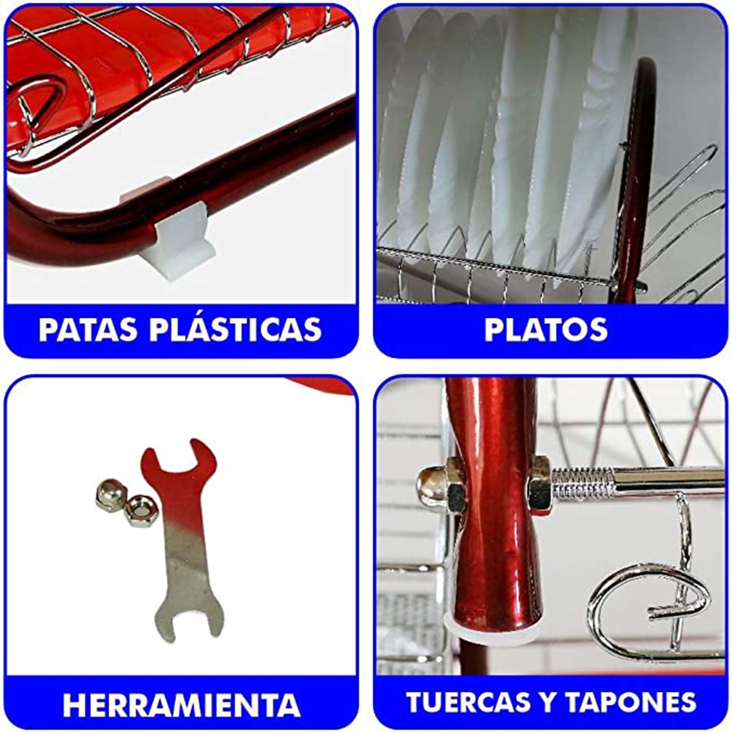 Foto 4 pulgar | Escurridor De Trastes De 2 Niveles 41cm Cromado Rojo