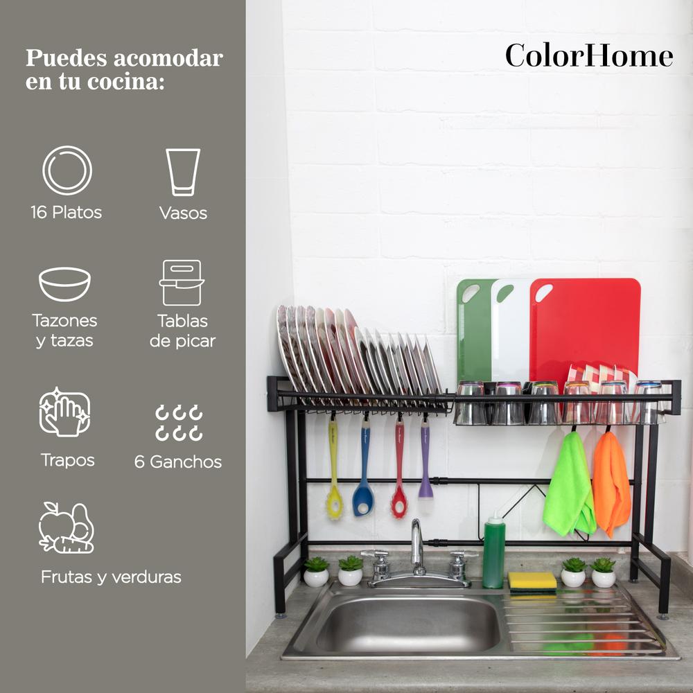 Foto 7 pulgar | Escurridor de Acero Inoxidable Colorhome Chrack3 color Negro 2 Niveles