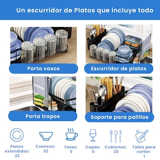 Foto 6 | Escurridor de Platos 2 Niveles Happy Life de Acero Inoxidable Gran Capacidad