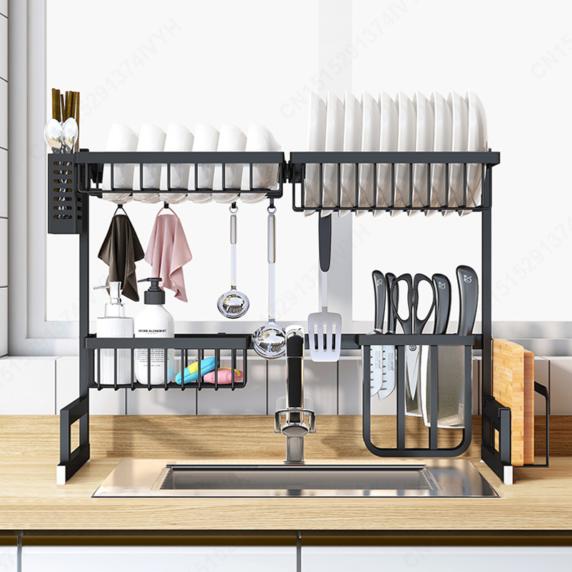 Foto 2 | Escurridor Para Trastes De Acero Con Dos Niveles, Espacio Para Organizar Platos, Cuchillos Y Utensilios De 85 Cm