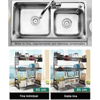 Foto 5 | Escurridor Para Trastes De Acero Con Dos Niveles, Espacio Para Organizar Platos, Cuchillos Y Utensilios De 85 Cm