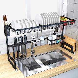 Foto 6 | Escurridor Para Trastes De Acero Con Dos Niveles, Espacio Para Organizar Platos, Cuchillos Y Utensilios De 85 Cm