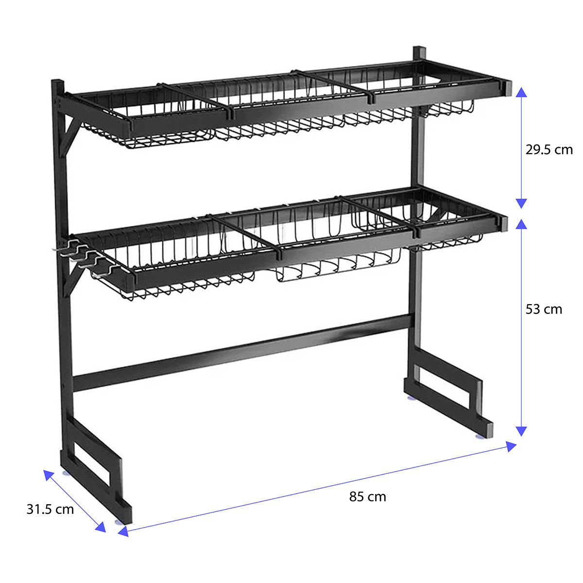 Foto 8 pulgar | Escurridor Para Trastes De Acero Con Dos Niveles, Espacio Para Organizar Platos, Cuchillos Y Utensilios De 85 Cm