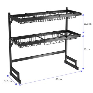 Foto 7 | Escurridor Para Trastes De Acero Con Dos Niveles, Espacio Para Organizar Platos, Cuchillos Y Utensilios De 85 Cm
