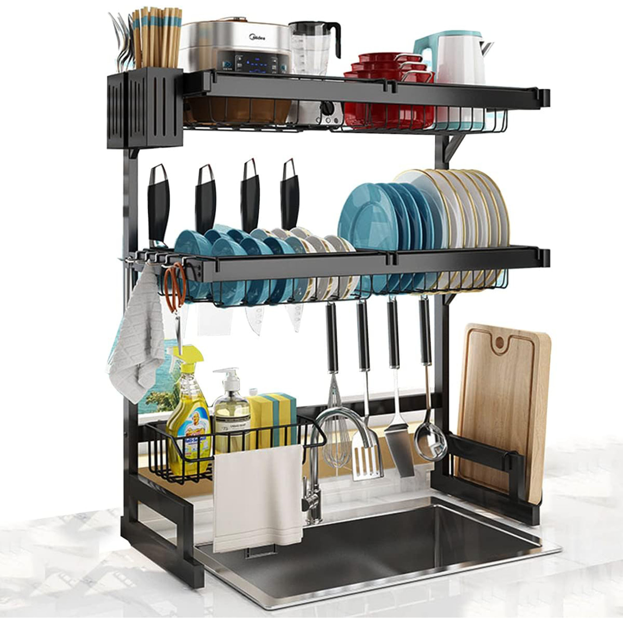 Foto 1 | Escurridor Para Trastes De Acero Con Dos Niveles Espacio Para Organizar Platos, Cuchillos Y Utensilios de 65 cm