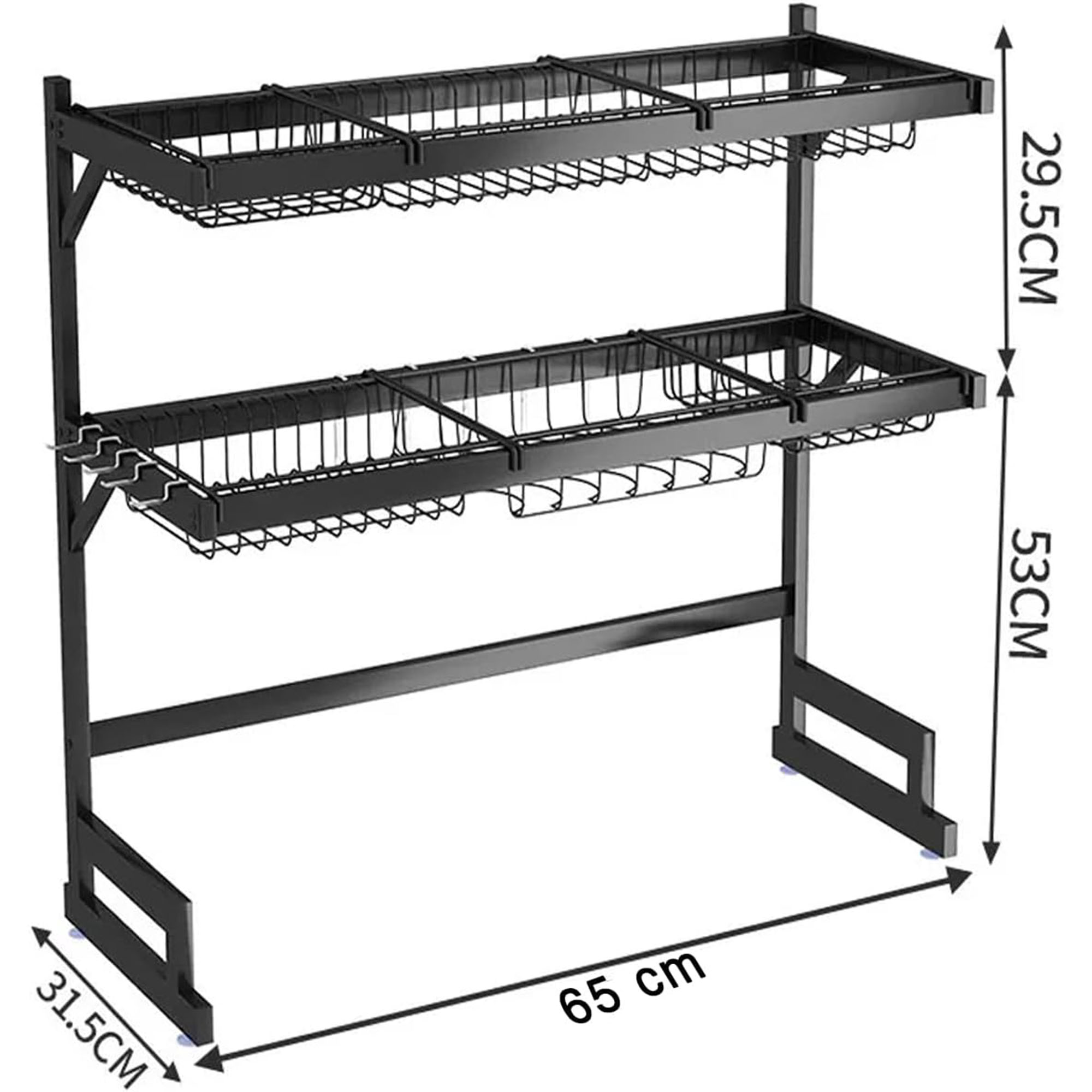 Foto 7 pulgar | Escurridor Para Trastes De Acero Con Dos Niveles Espacio Para Organizar Platos, Cuchillos Y Utensilios de 65 cm