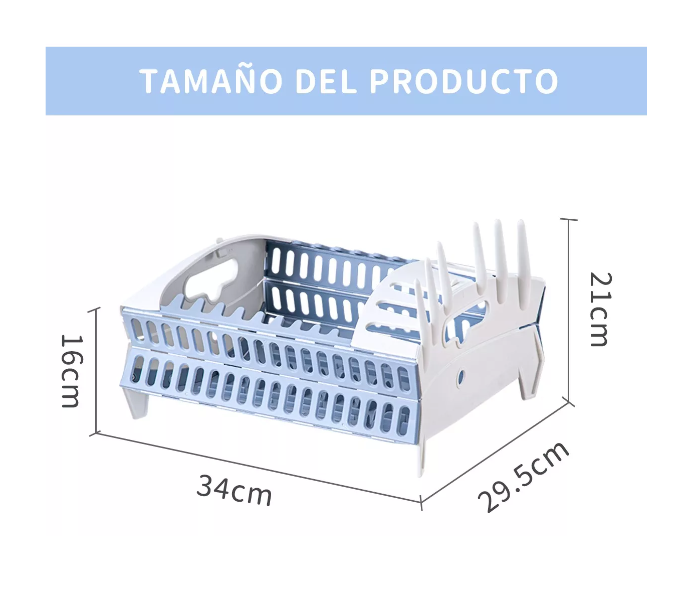 Foto 4 pulgar | Organizador De Platos Plegable Escurridores Modernos Blanco/azul