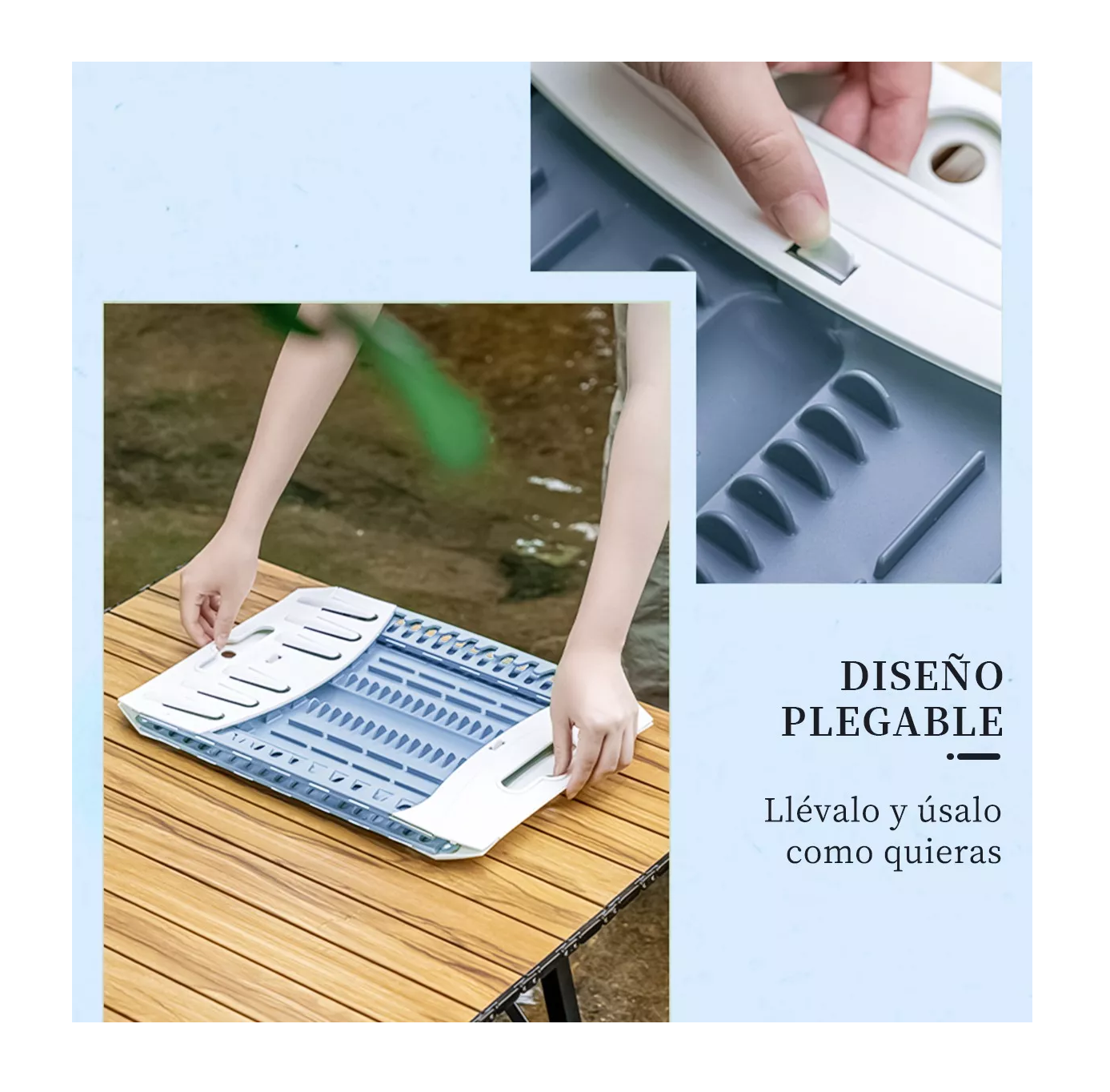 Foto 4 | Organizador De Platos Plegable Escurridores Modernos Blanco/azul