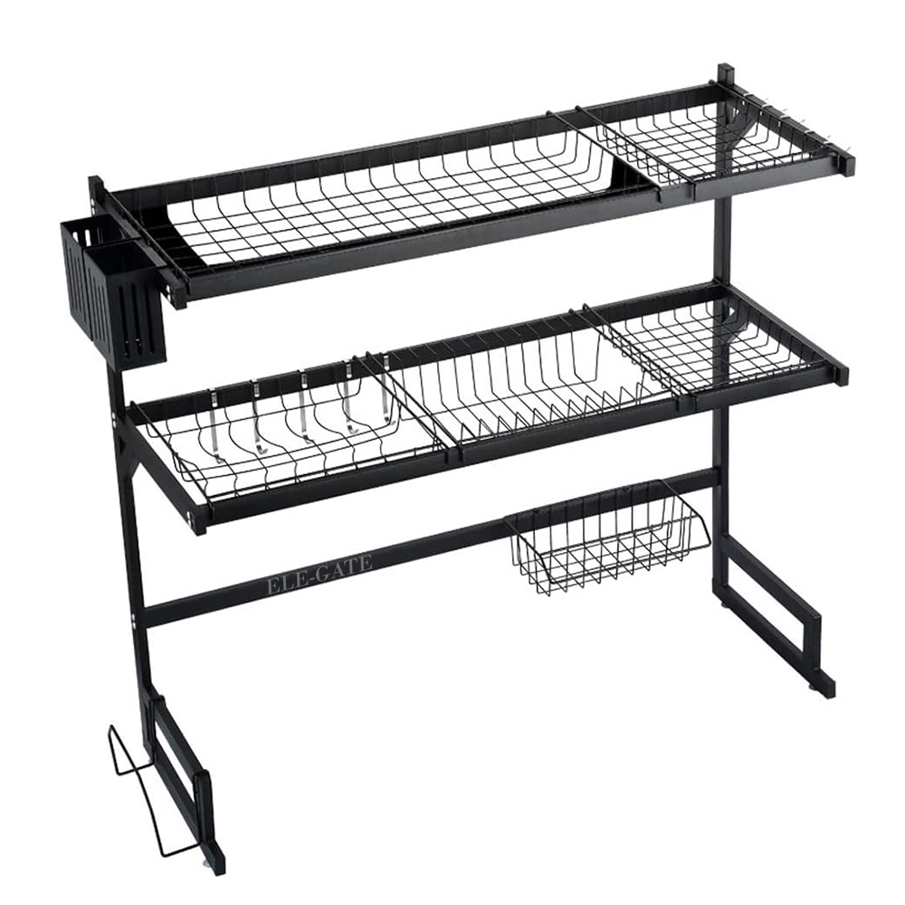 Escurridor de Trastes de Acero Inoxidable 80 kg con Organizador de Cuchillos y Utensilios