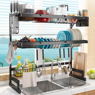 Foto 3 | Escurridor de Trastes de Acero Inoxidable 80 kg con Organizador de Cuchillos y Utensilios