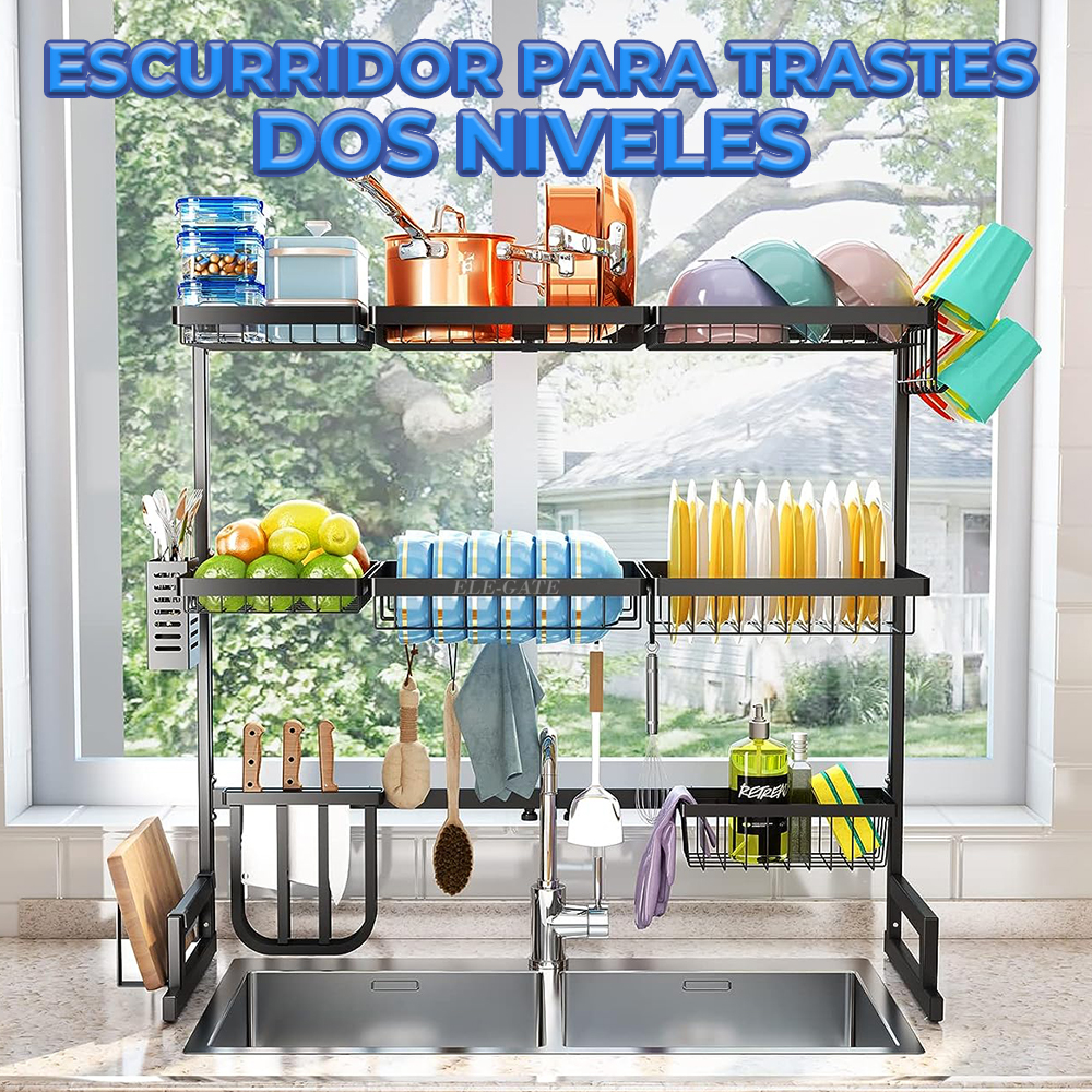 Foto 5 pulgar | Escurridor de Trastes de Acero Inoxidable 80 kg con Organizador de Cuchillos y Utensilios