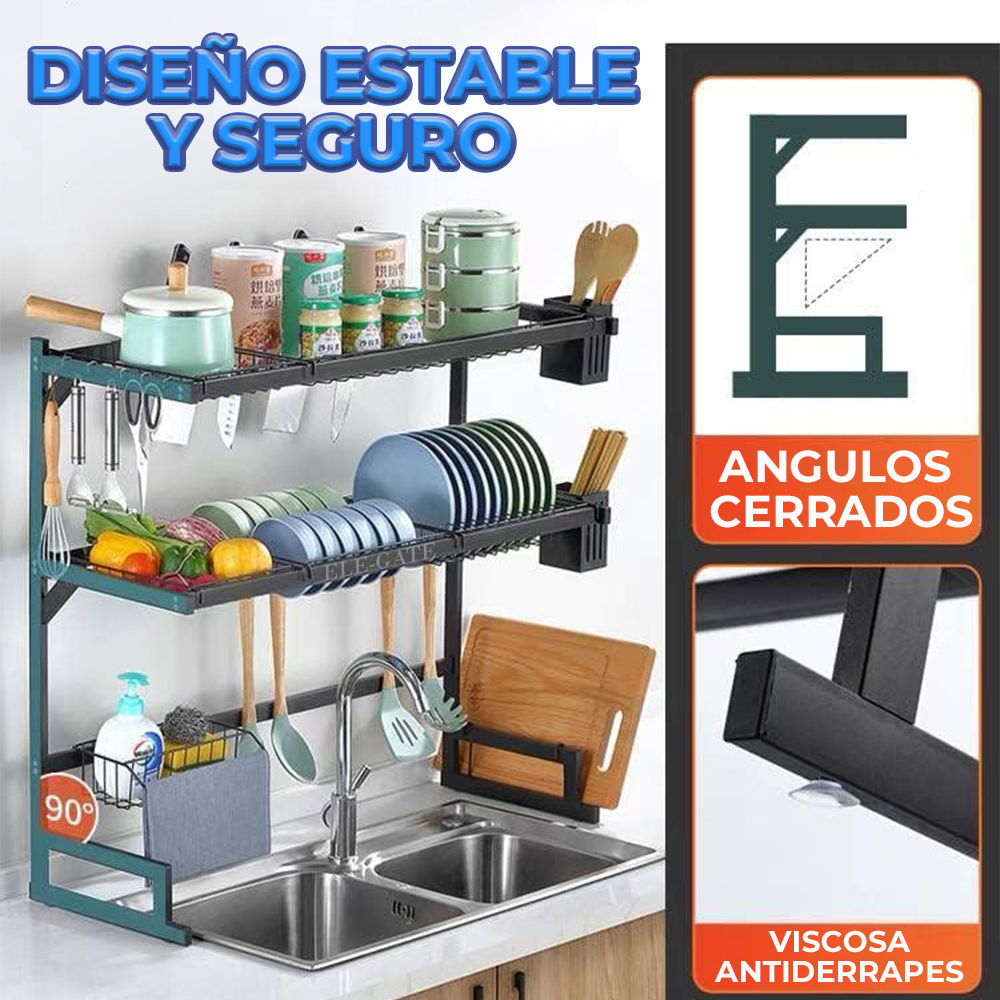 Foto 6 pulgar | Escurridor de Trastes de Acero Inoxidable 80 kg con Organizador de Cuchillos y Utensilios