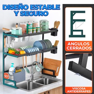 Foto 5 | Escurridor de Trastes de Acero Inoxidable 80 kg con Organizador de Cuchillos y Utensilios