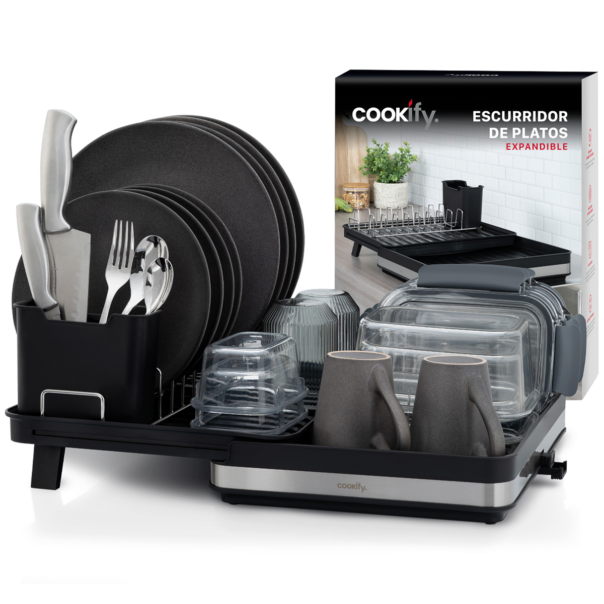 Escurridor De Trastes Cookify Acero Inoxidable Expandible