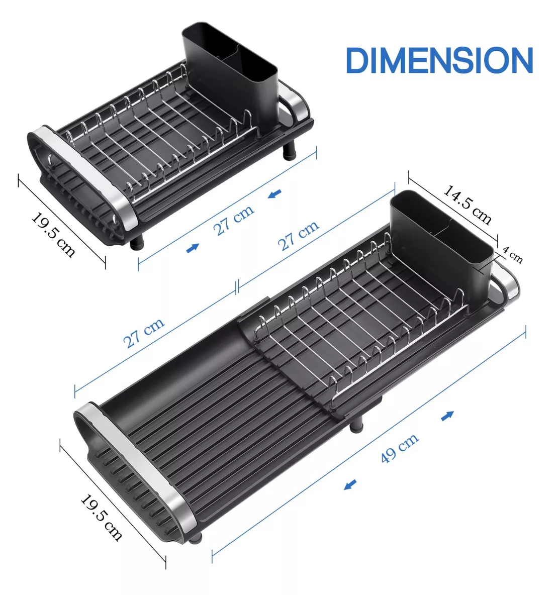 Foto 5 | Escurridor De Platos Pequeño Y Expandible Para Encimera Negro