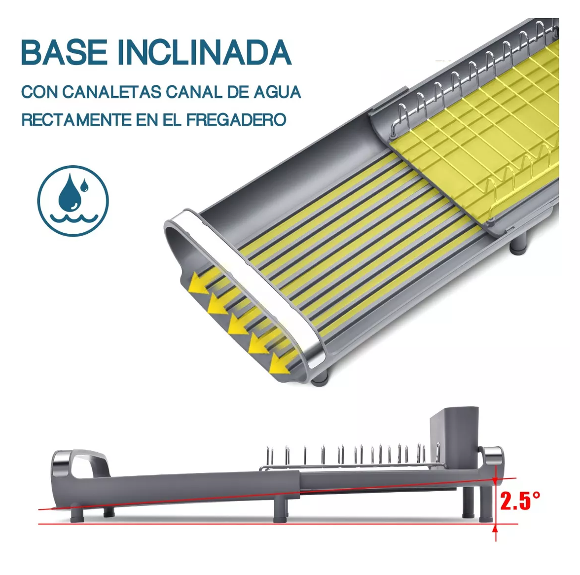 Foto 4 pulgar | Escurridor De Platos Pequeño Y Expandible Para Encimera Gris