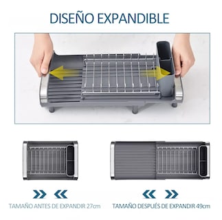 Foto 4 | Escurridor De Platos Pequeño Y Expandible Para Encimera Gris