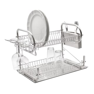 Foto 1 | Escurridor De Platos Acero Inoxidable De 2 Pisos Con Soporte Para Copas, 59 X 33 X 35 Cm
